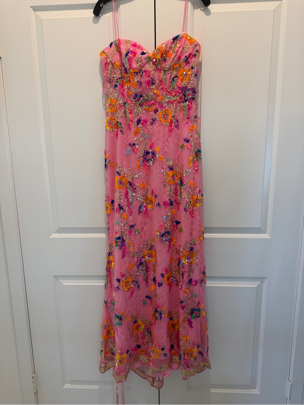 BRAND NEW- Mac Duggal Pink Floral Sequin Evening Gown sz 8 - Picture 5 of 12